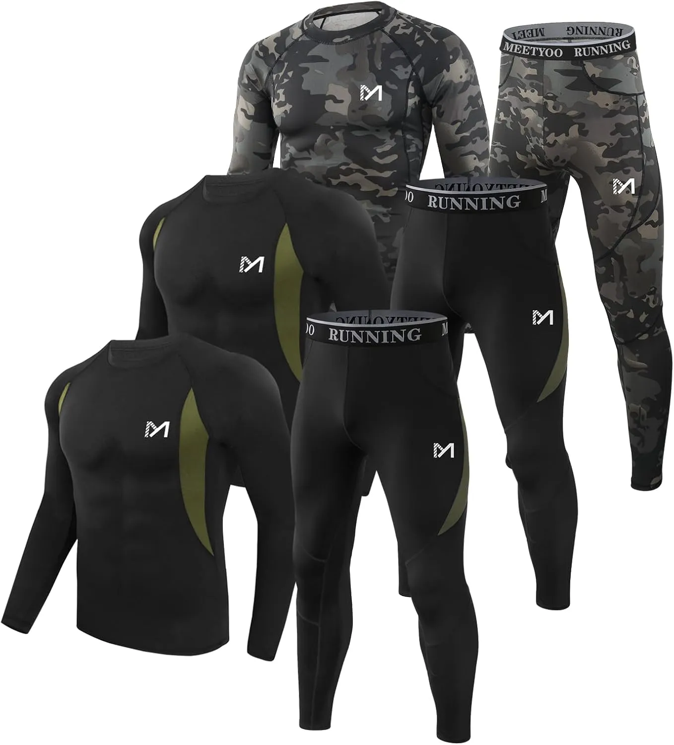 Thermal Underwear for Men, Winter Gear Long Johns Base Layer Top and Bottom Set for Skiing Running