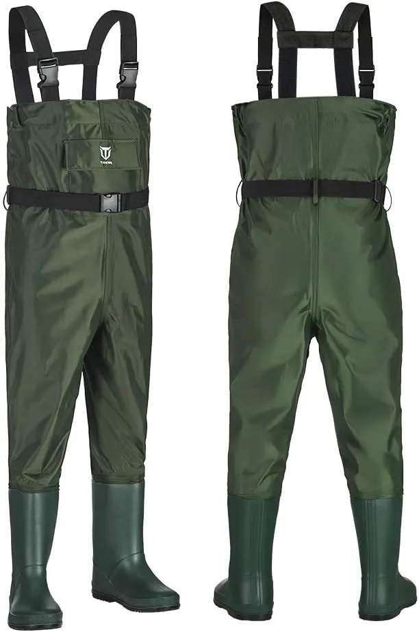 TIDEWE Chest Waders for Kids, Waterproof Youth Waders with Boot Hanger, Lightweight PVC Kids Waders with Boot for Fishing