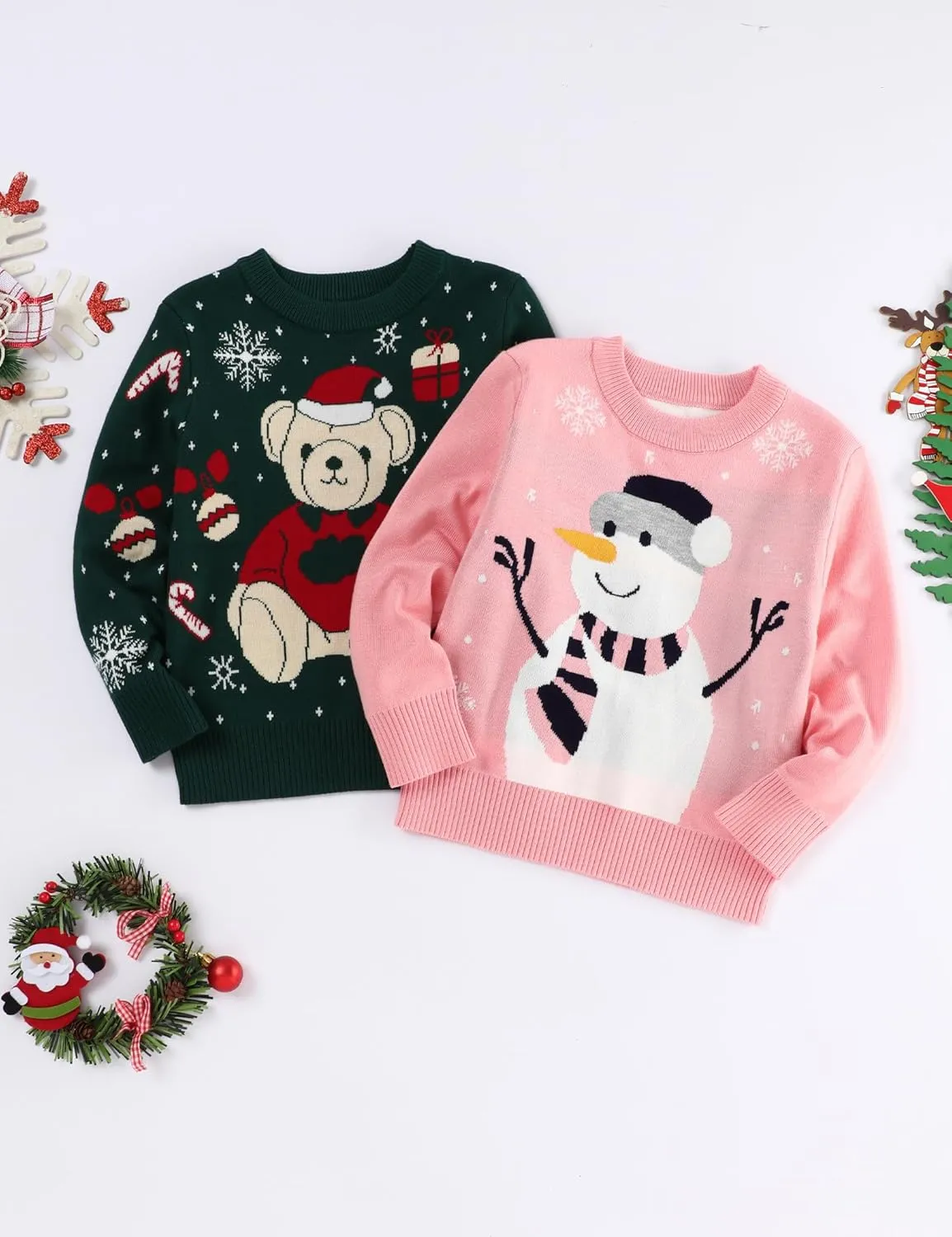 Toddler Boy Girl Sweatshirt Christmas Kids Knit Sweatshirt Pullover Sweater elk Tops Warm Deer Tees 1-6T Red