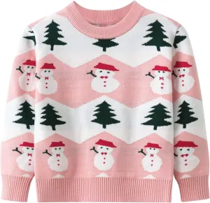 Toddler Boy Girl Sweatshirt Christmas Kids Knit Sweatshirt Pullover Sweater elk Tops Warm Deer Tees 1-6T Red
