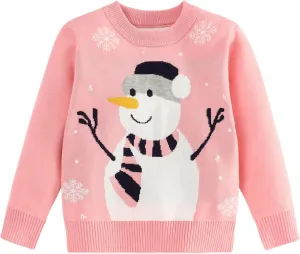 Toddler Boy Girl Sweatshirt Christmas Kids Knit Sweatshirt Pullover Sweater elk Tops Warm Deer Tees 1-6T Red