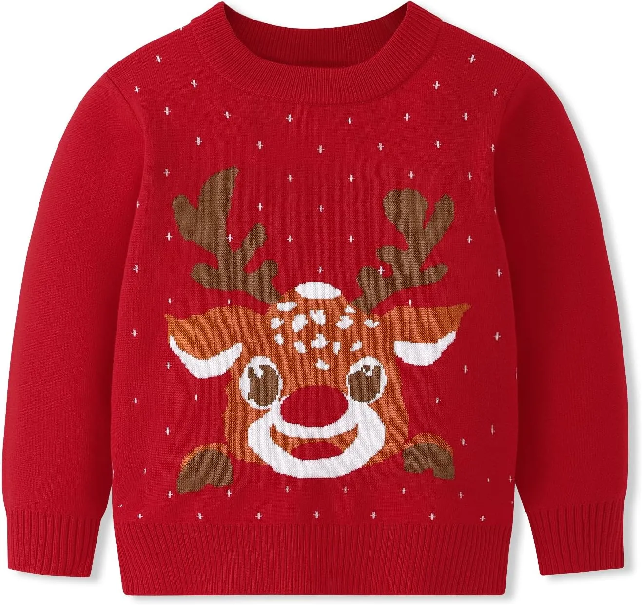 Toddler Boy Girl Sweatshirt Christmas Kids Knit Sweatshirt Pullover Sweater elk Tops Warm Deer Tees 1-6T Red