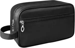 Toiletry Bag for Men,Travel Makeup Bag Organizer,Medium Hanging Toiletry Bag,Large Wide-open Travel Bag for Toiletries,Dopp Kit Water-resistant Shaving Bag for Accessories-Black