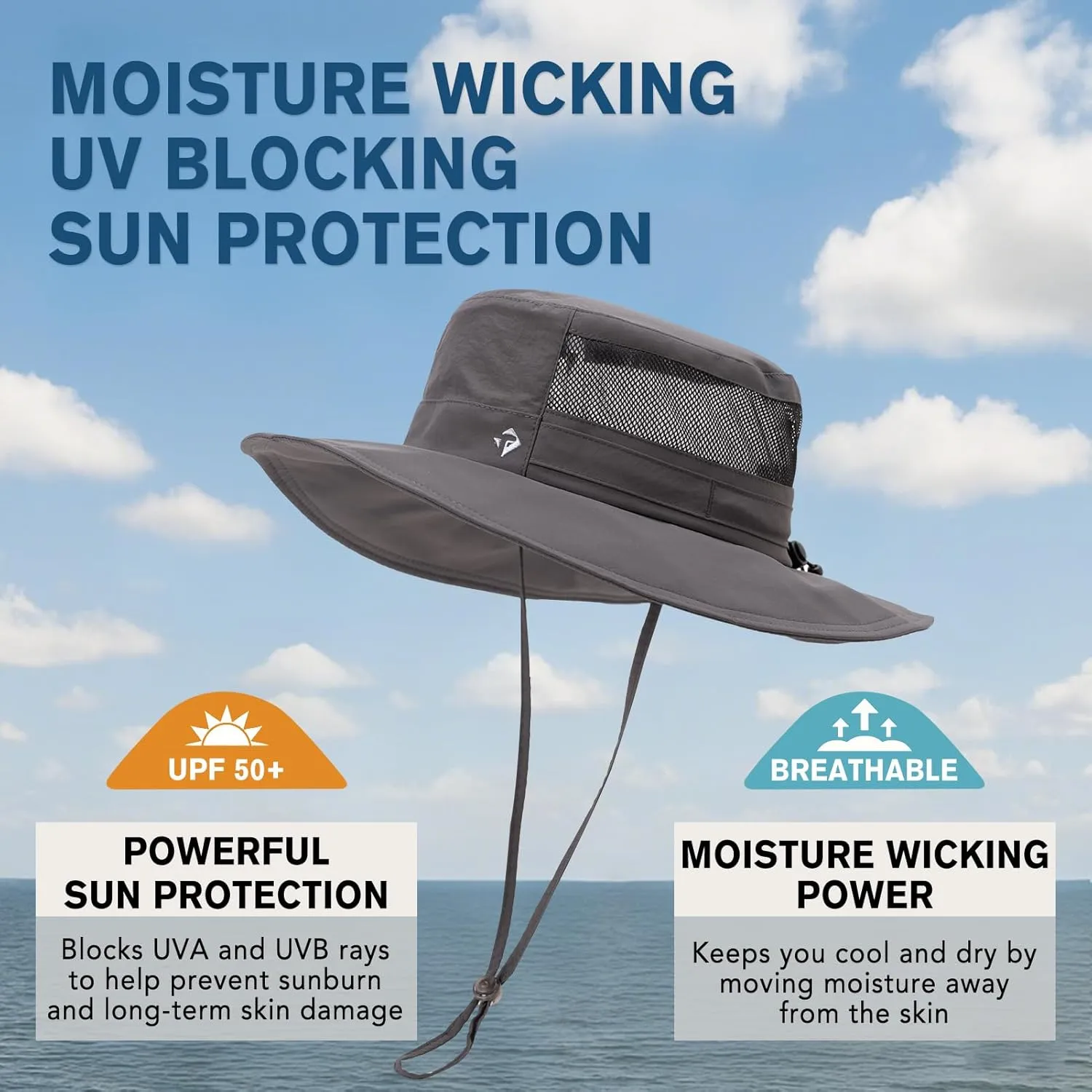 TOP-EX SunShield Sun Hat with UPF 50 , Floppy Wide Brim, Breathable Adjustable Fit (6 7/8-8 3/8)