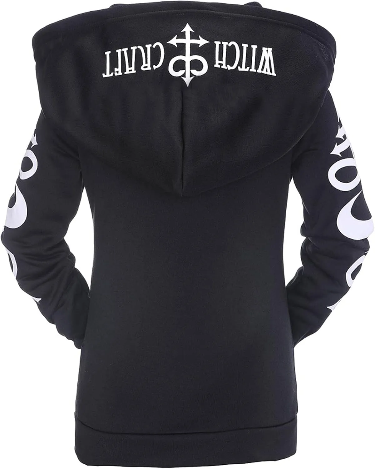 Trendy Gothic Zip Up Hoodies for Women Printed Halloween Costumes Hooded Jacket Plus Size Cloak Coats with