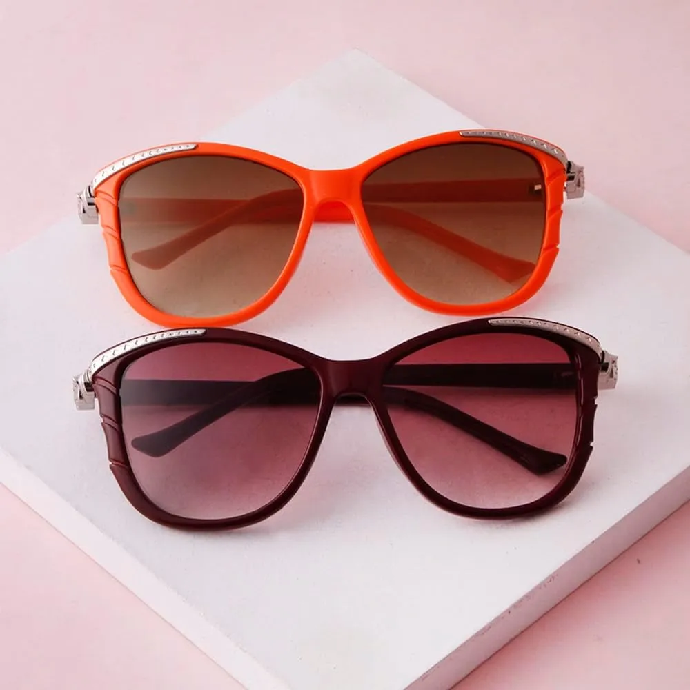 Trendy Oversized Cat Eye Sunglasses Women Vintage Metal Frame Retro Cateye Lens Sun Glasses Shades UV400