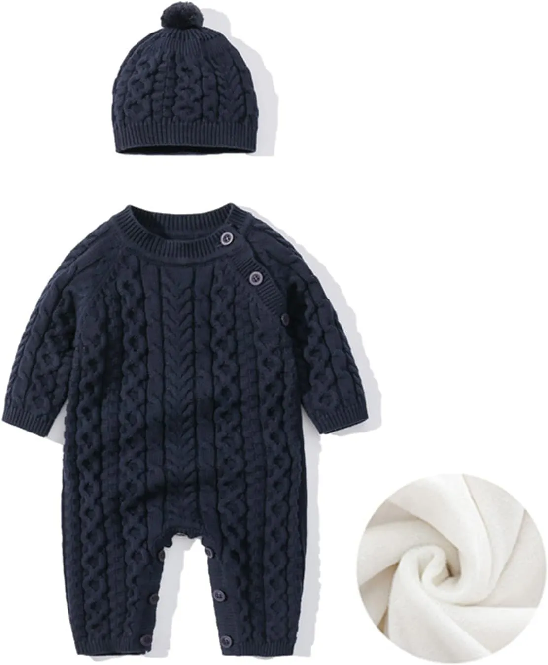 Unisex Baby Girl Boy Knitted Sweater Romper Jumpsuit Long Sleeve Solid Cable Knit Playsuit Knitted Fall Winter Clothes