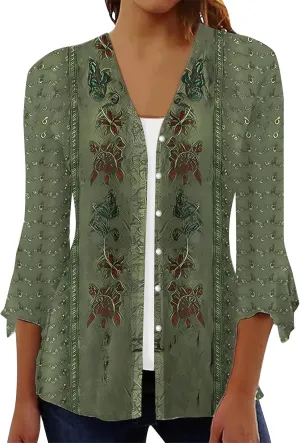 V Neck Cardigan for Women Trendy 2023 Floral Graphic Cardigan for Women Lightweight Casual Plus Size Cardigans for Women