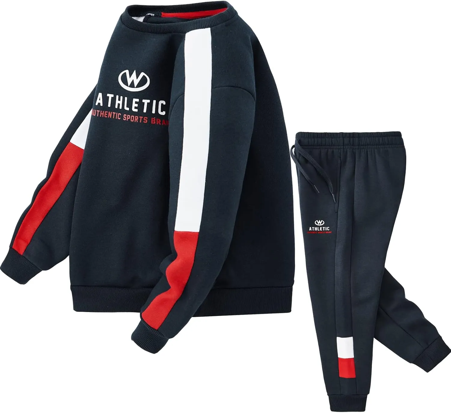 W JIANWANG Boys' Activewear Kids Clothing Sets Full Zip Fleece Brush Tracksuits Active Jackets and Pants 2 Piece 2-8 Years…