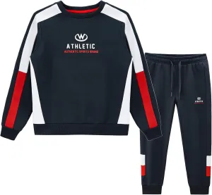 W JIANWANG Boys' Activewear Kids Clothing Sets Full Zip Fleece Brush Tracksuits Active Jackets and Pants 2 Piece 2-8 Years…