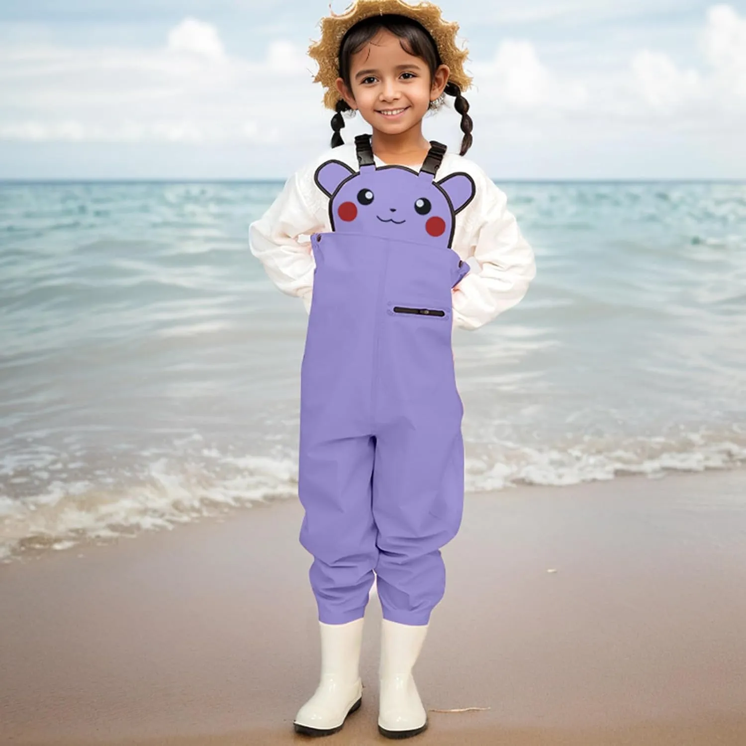 Waders for Kids with Boots Waterproof Youth Toddler Rain Pants PVC Waders Girls Boys Casual Chest Wader