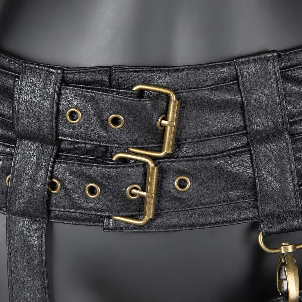 Waist Bag Belt Purse Fanny Pack Crossbody Motorcycle Hiking Phone Holder Wallet Vintage Leather Casual Fashion Daypack Gothic Festival Costume Hip Pouch for Women Men (Cox)