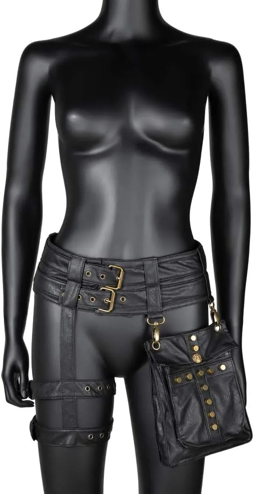 Waist Bag Belt Purse Fanny Pack Crossbody Motorcycle Hiking Phone Holder Wallet Vintage Leather Casual Fashion Daypack Gothic Festival Costume Hip Pouch for Women Men (Cox)