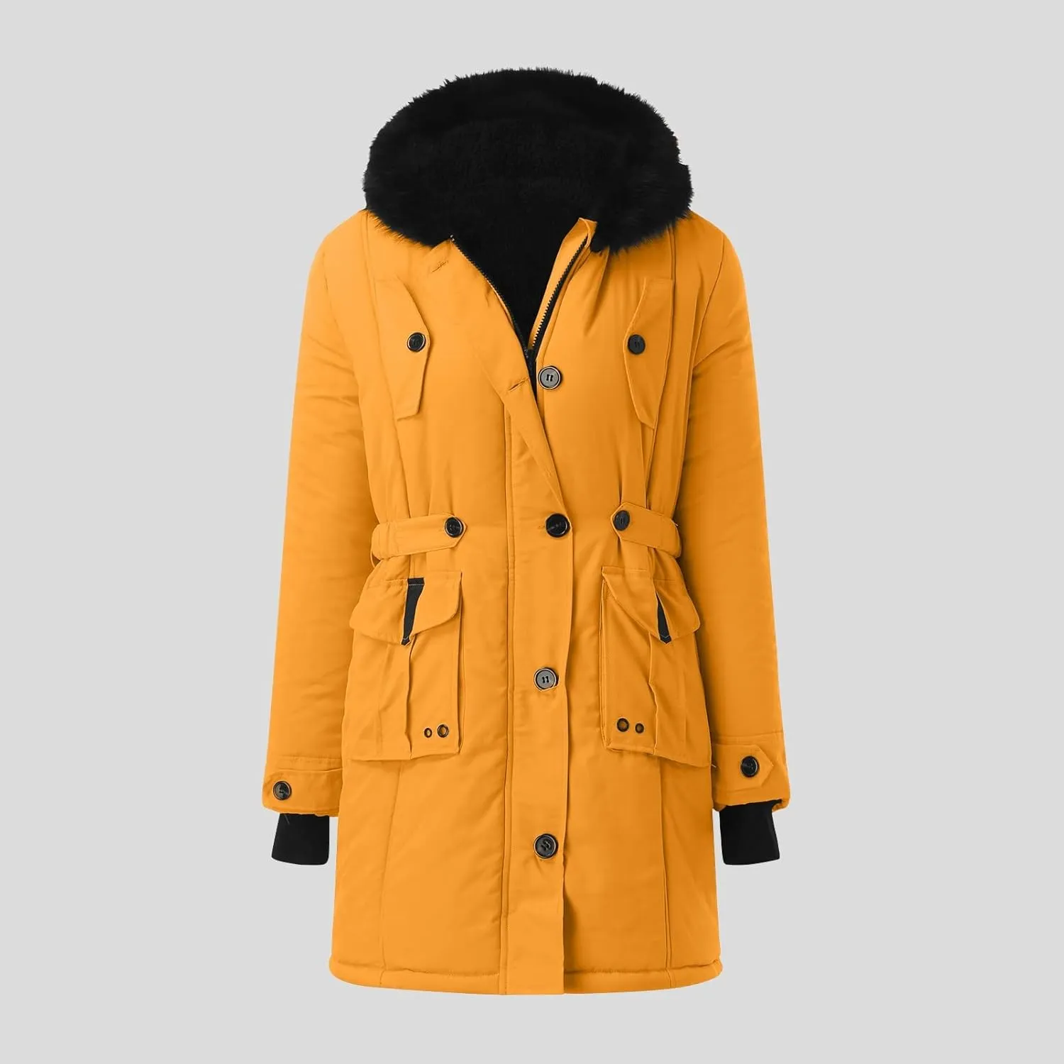 Warm Jacket Size Winter Coat Lapel Collar Long Sleeve Jacket Vintage Thicken Coat Womens 2024 Winter Zip Puffer