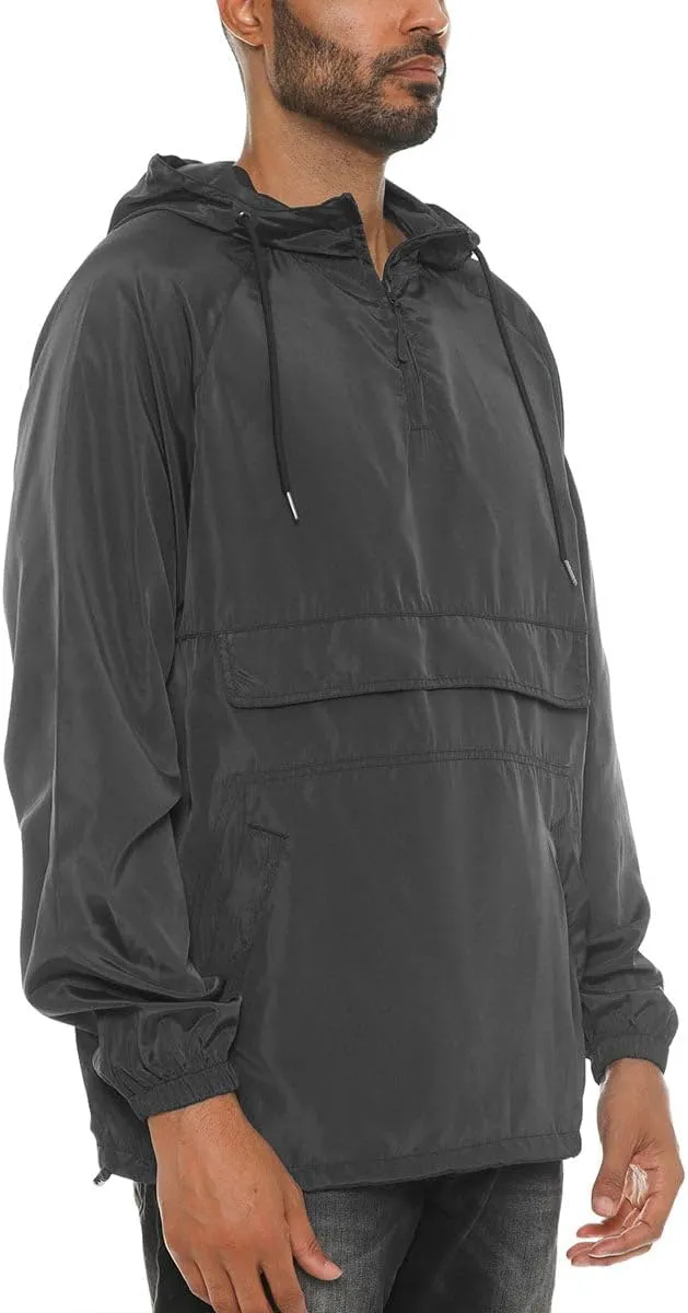 WEIV GEAR Men's Full Zip Hooded Lightweight Windbreaker Anorak Jacket