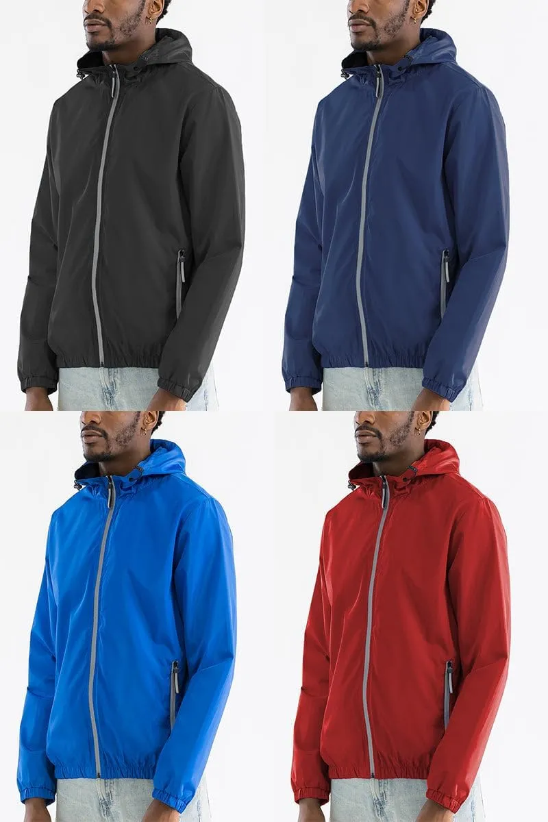 WEIV GEAR Men's Full Zip Hooded Lightweight Windbreaker Anorak Jacket