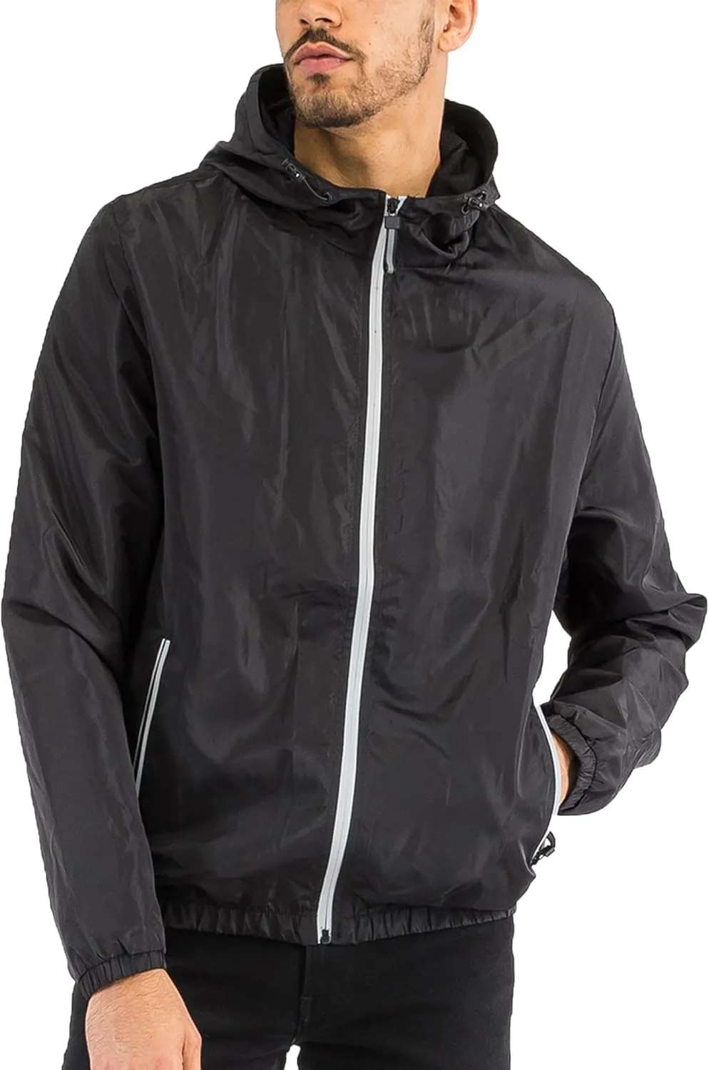 WEIV GEAR Men's Full Zip Hooded Lightweight Windbreaker Anorak Jacket