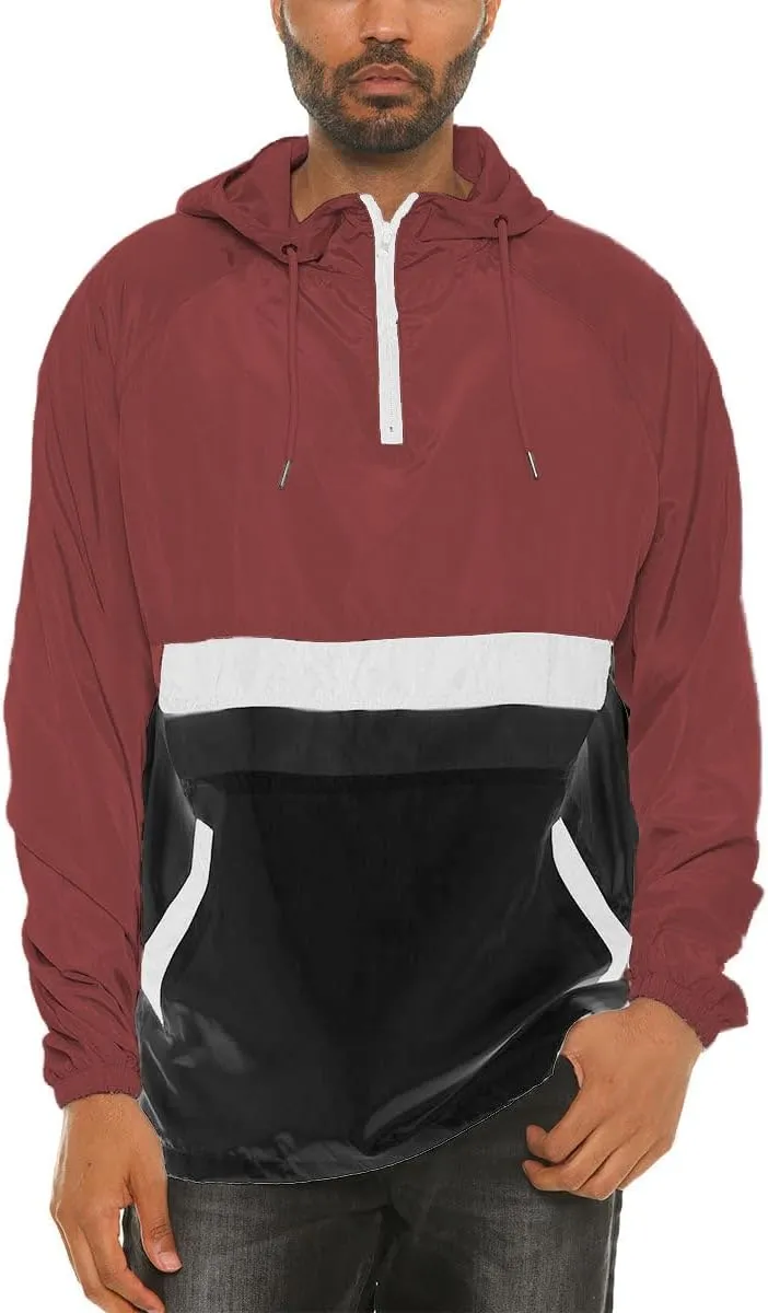 WEIV GEAR Men's Full Zip Hooded Lightweight Windbreaker Anorak Jacket