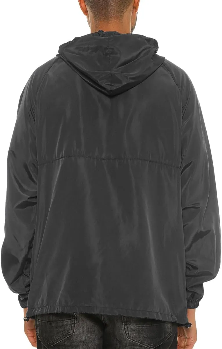 WEIV GEAR Men's Full Zip Hooded Lightweight Windbreaker Anorak Jacket
