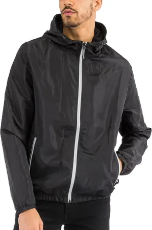 WEIV GEAR Men's Full Zip Hooded Lightweight Windbreaker Anorak Jacket