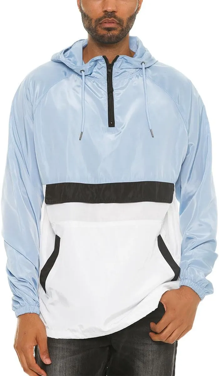 WEIV GEAR Men's Full Zip Hooded Lightweight Windbreaker Anorak Jacket