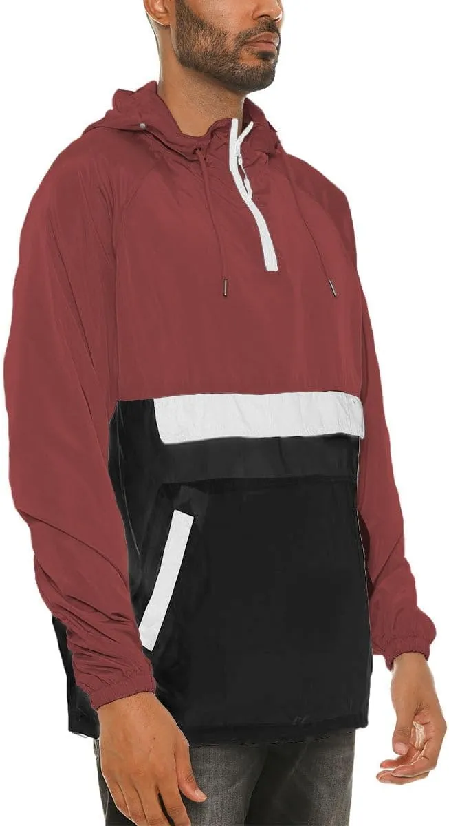 WEIV GEAR Men's Full Zip Hooded Lightweight Windbreaker Anorak Jacket