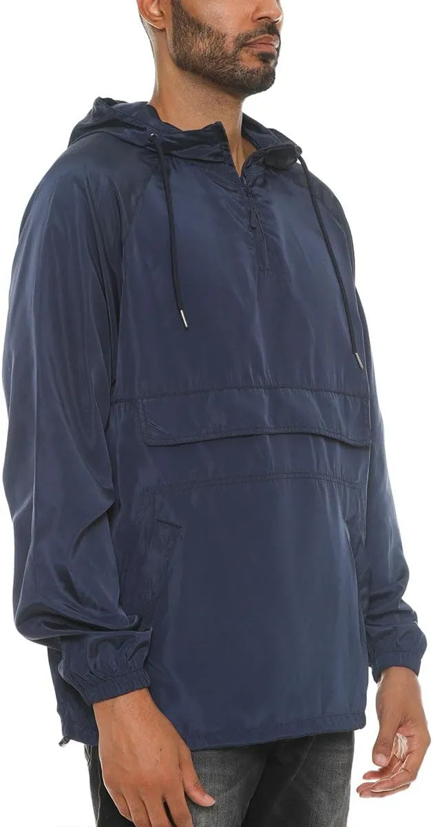 WEIV GEAR Men's Full Zip Hooded Lightweight Windbreaker Anorak Jacket