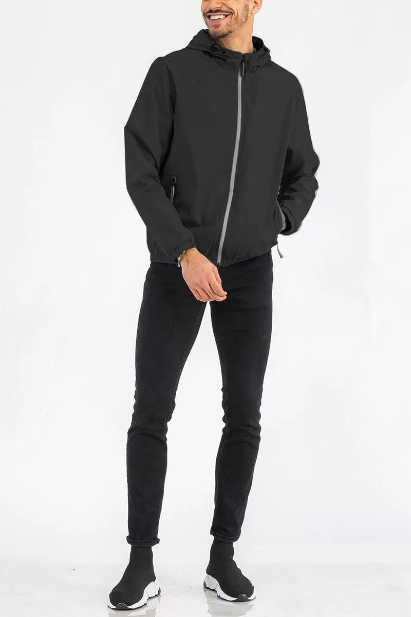 WEIV GEAR Men's Full Zip Hooded Lightweight Windbreaker Anorak Jacket