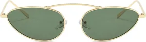 willochra Retro Metal Frame Oval Sunglasses for Women Men Round Cat Eye Sun Glasses 90s Vintage Gradient black punk Shades