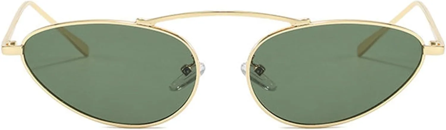 willochra Retro Metal Frame Oval Sunglasses for Women Men Round Cat Eye Sun Glasses 90s Vintage Gradient black punk Shades