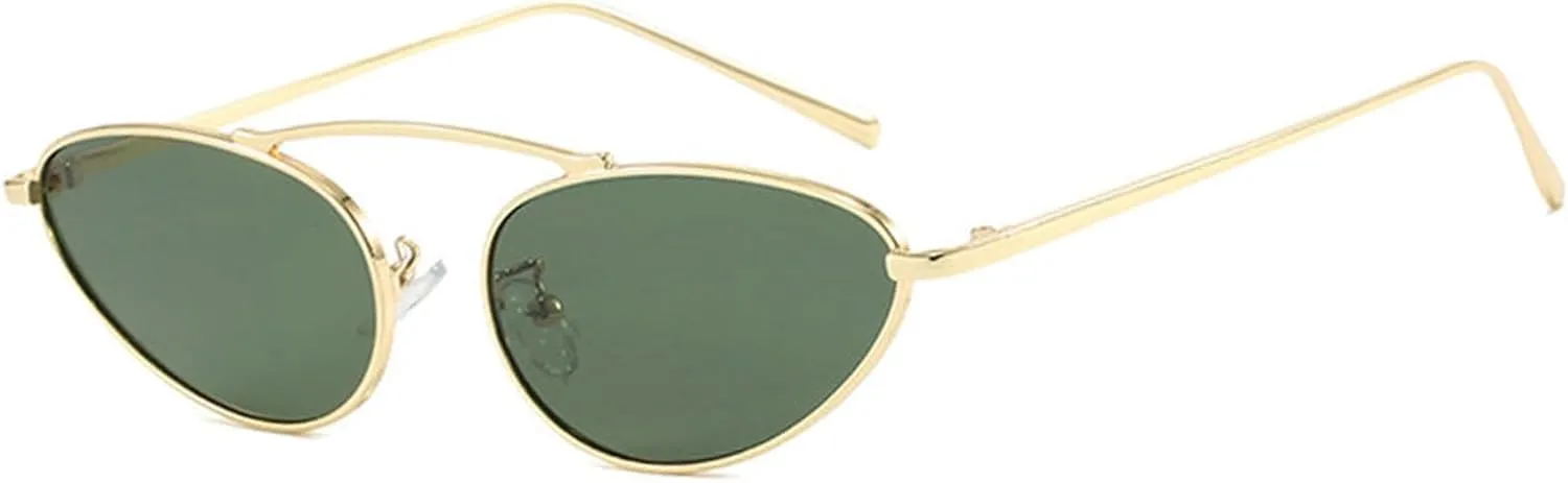 willochra Retro Metal Frame Oval Sunglasses for Women Men Round Cat Eye Sun Glasses 90s Vintage Gradient black punk Shades