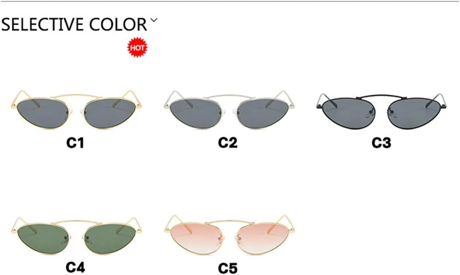 willochra Retro Metal Frame Oval Sunglasses for Women Men Round Cat Eye Sun Glasses 90s Vintage Gradient black punk Shades