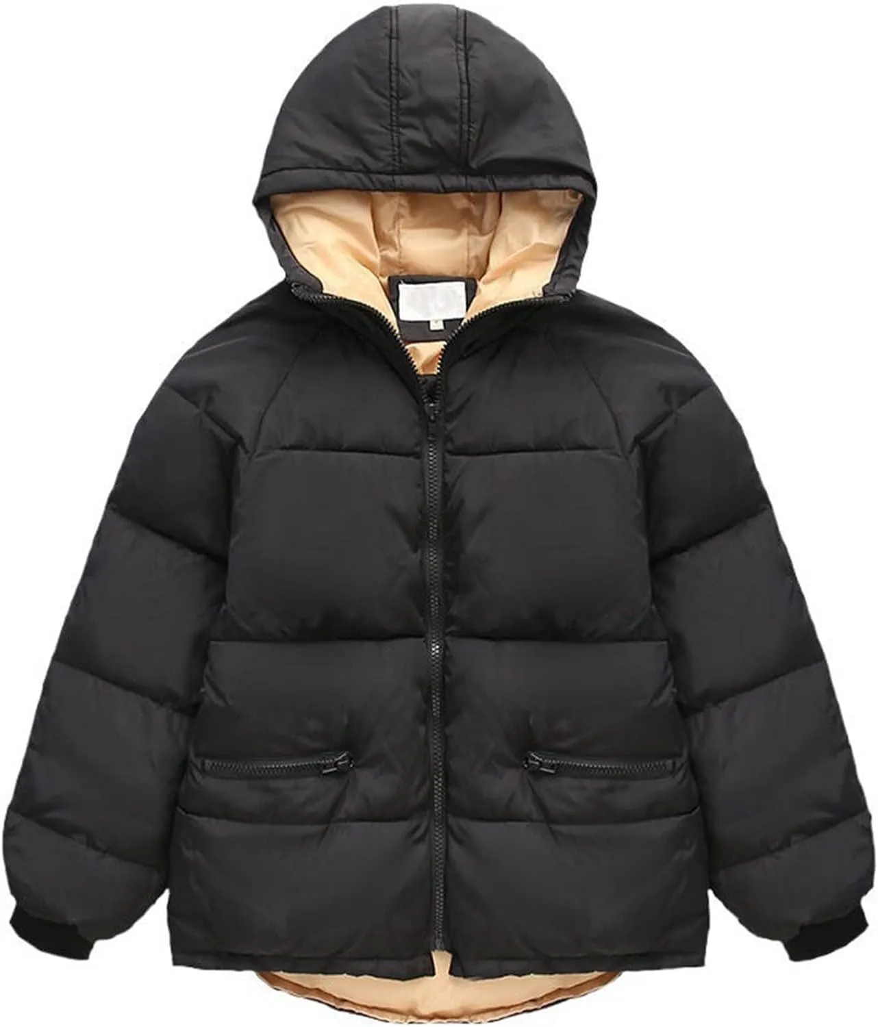 Windproof Puffer Jackets For Women Winter Warm Long Sleeve Thicken Down Coats Teen Girls Baggy Hooded Quilted Jackets