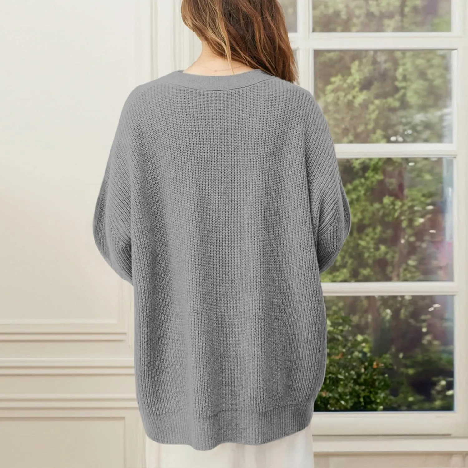 Women Cashmere Cocoon Cardigan Open Front Oversized Button Down Chunky Cardigan V Neck Cardigans Sweaters Knit Coat