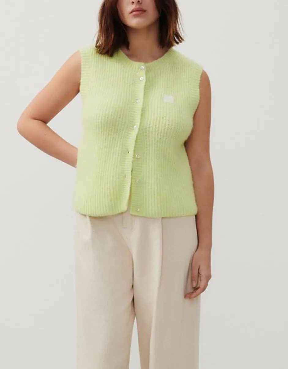 Women Chunky Button Sweater Vest Sleeveless Round Neck Rib Knitted Tank Top Y2k Knitted Cardigan Vest Shirt