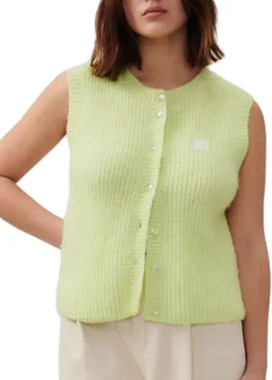 Women Chunky Button Sweater Vest Sleeveless Round Neck Rib Knitted Tank Top Y2k Knitted Cardigan Vest Shirt