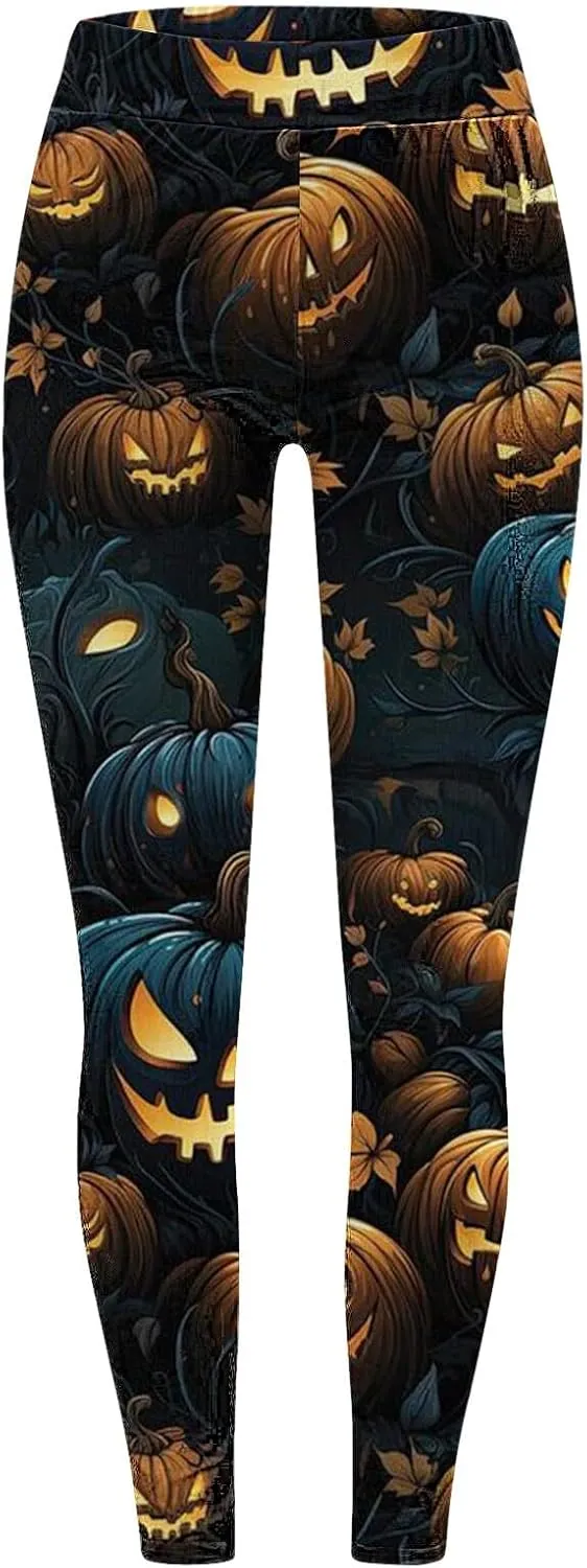 Women Halloween Leggings Striped Halloween Print Collection High Waist Women's Leggings Compression Pants Yoga