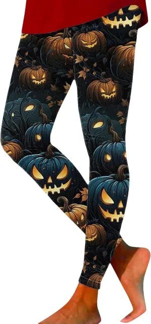 Women Halloween Leggings Striped Halloween Print Collection High Waist Women's Leggings Compression Pants Yoga