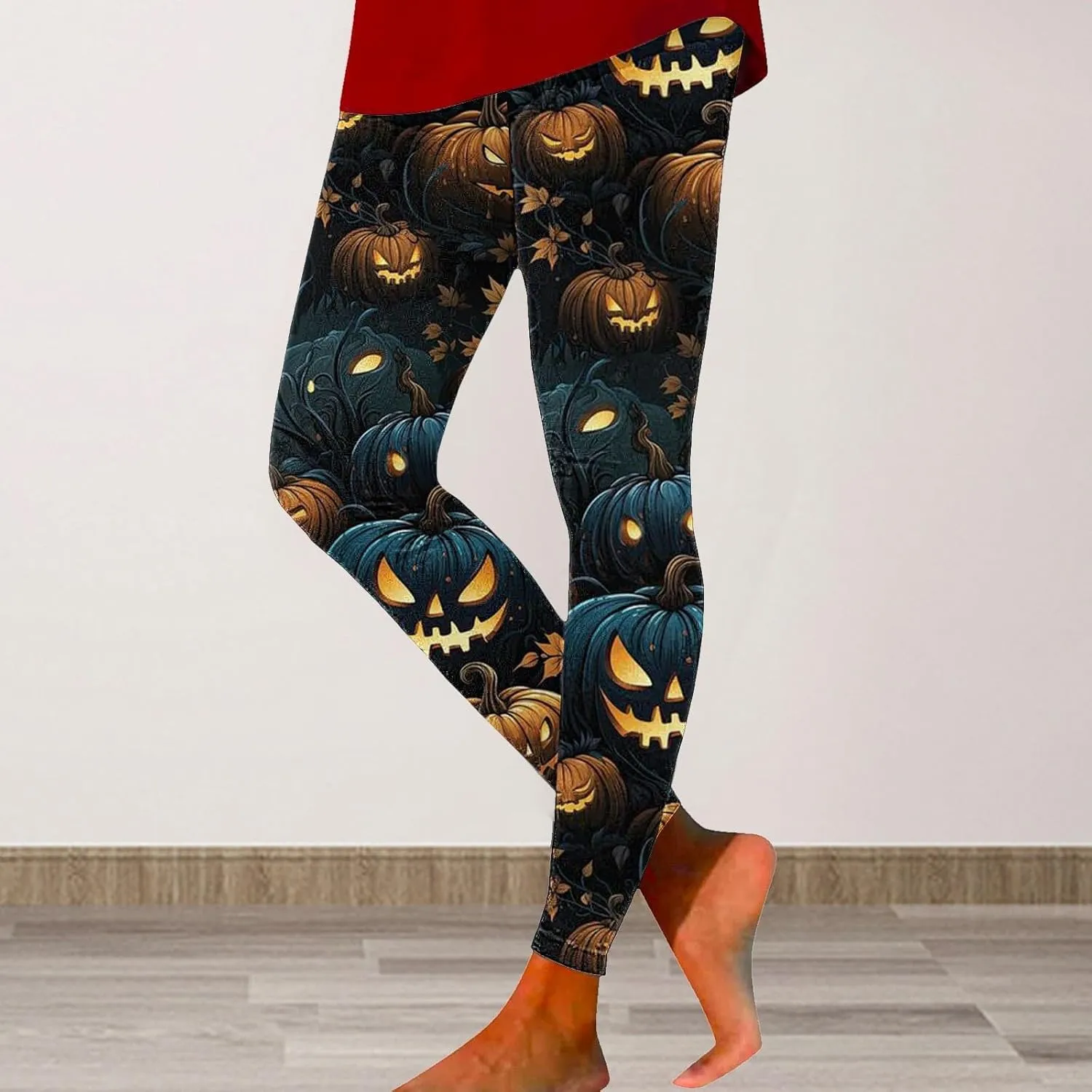 Women Halloween Leggings Striped Halloween Print Collection High Waist Women's Leggings Compression Pants Yoga