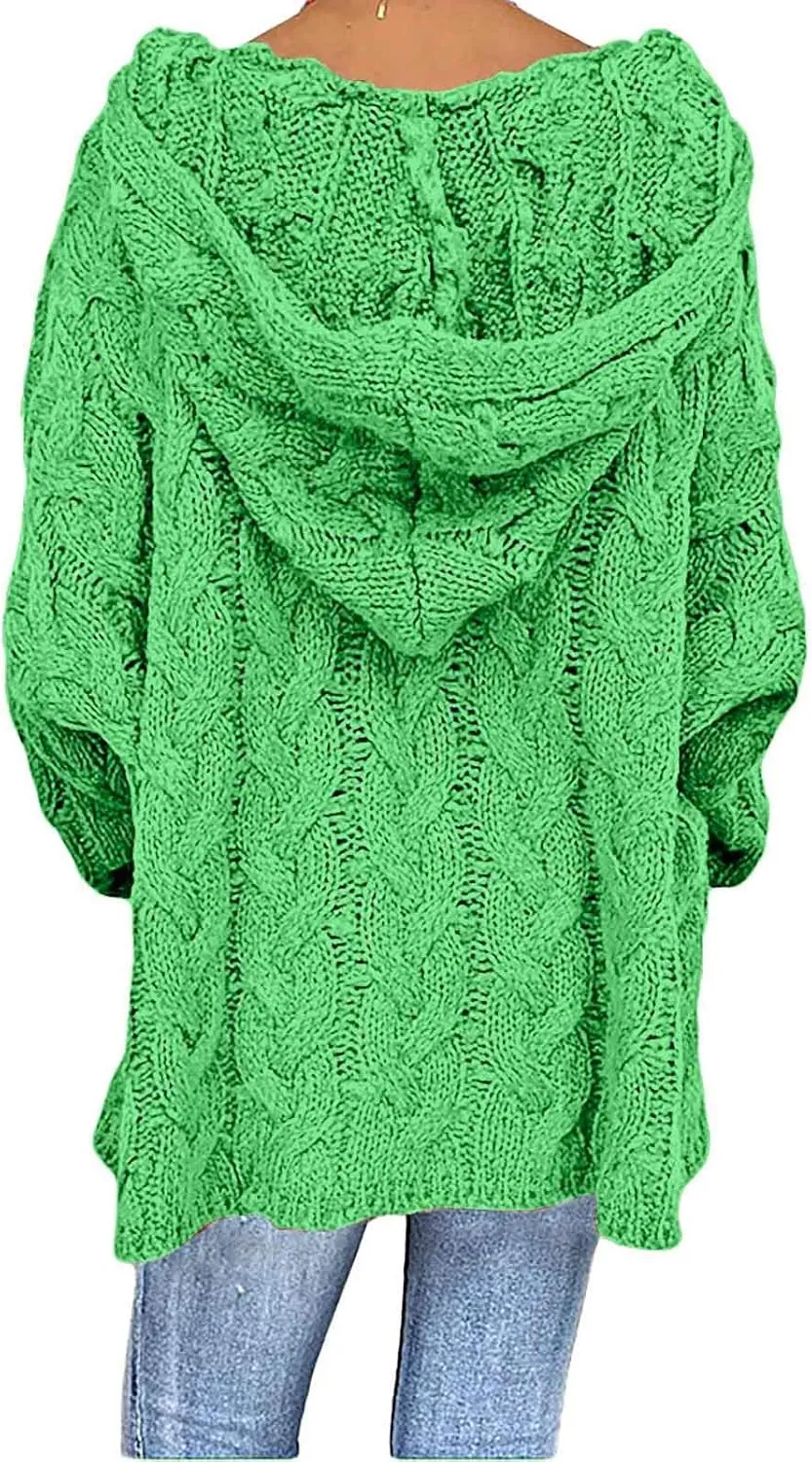Women Hooded Sweater Cable Knit Pullover Sweaters Casual Plus Size Jumper Tops 2022 Chunky Warm Fall Outfits Y2k Modern
