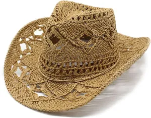 Women Men Retro Felt Wide Brim Western Cowboy Panama Hat Dress Up Hat with Wind Lanyard Outback Wide Brim