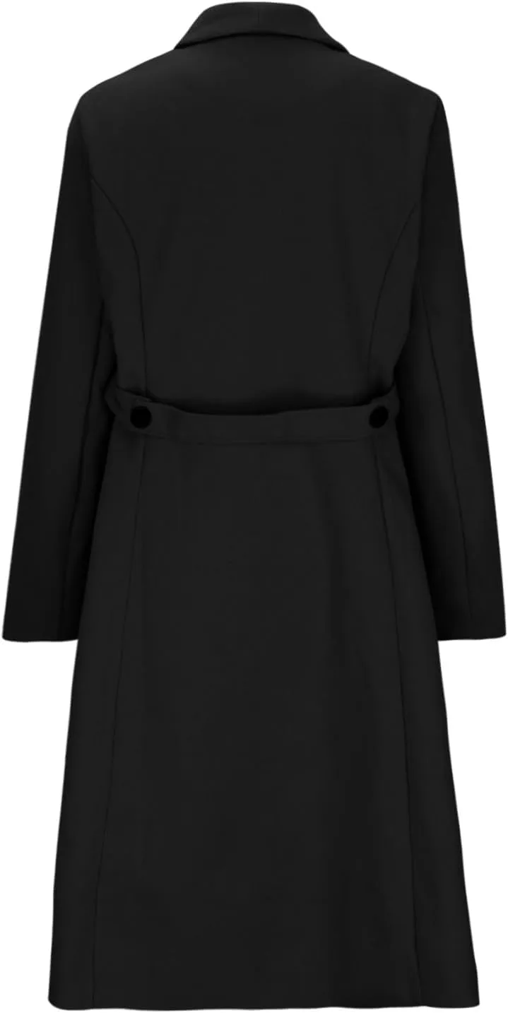 Women Winter Wool Blend Camel Maxi-Long Coat Notch Double-Breasted Lapel Jacket Outwear Business Casual Trench Coats
