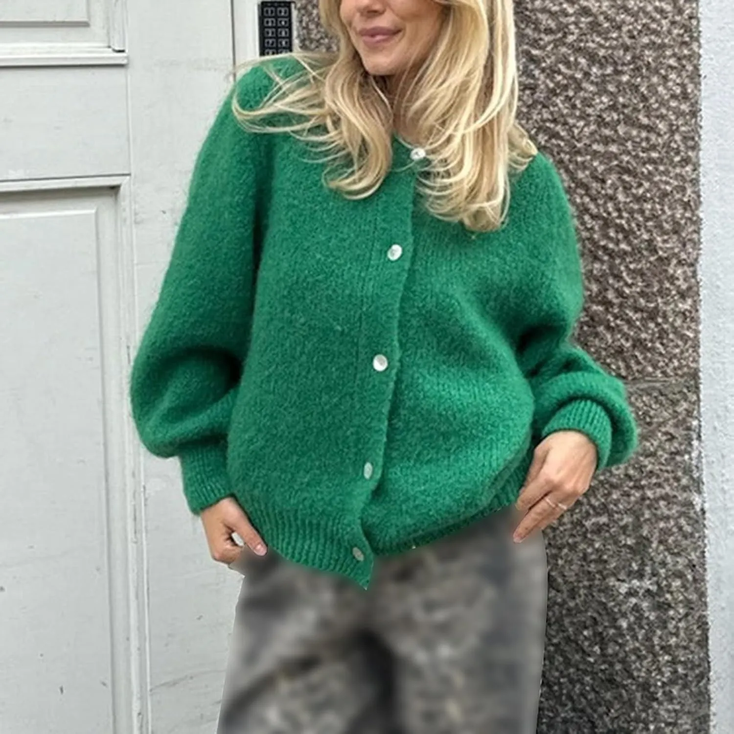 Women Y2k Knitted Cropped Cardigan Sweater Long Sleeve Crewneck Button Down Open Front Knitwear Top Streetwear