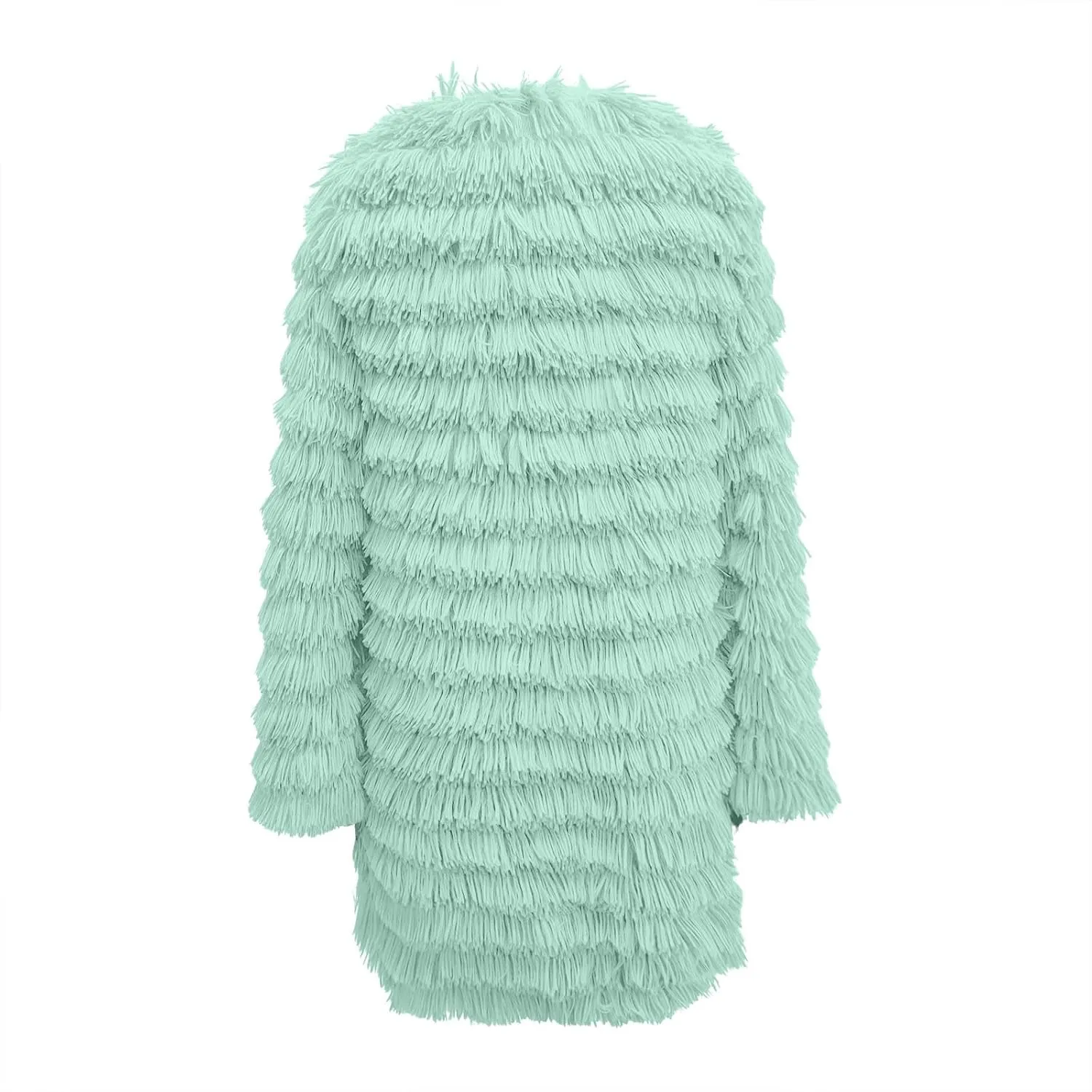 Women's 2023 Winter Faux Fur Jackets Fall Fashion Open Front Long Shaggy Coat Outerwear Tiered Maxi Faux Fur Cardigans