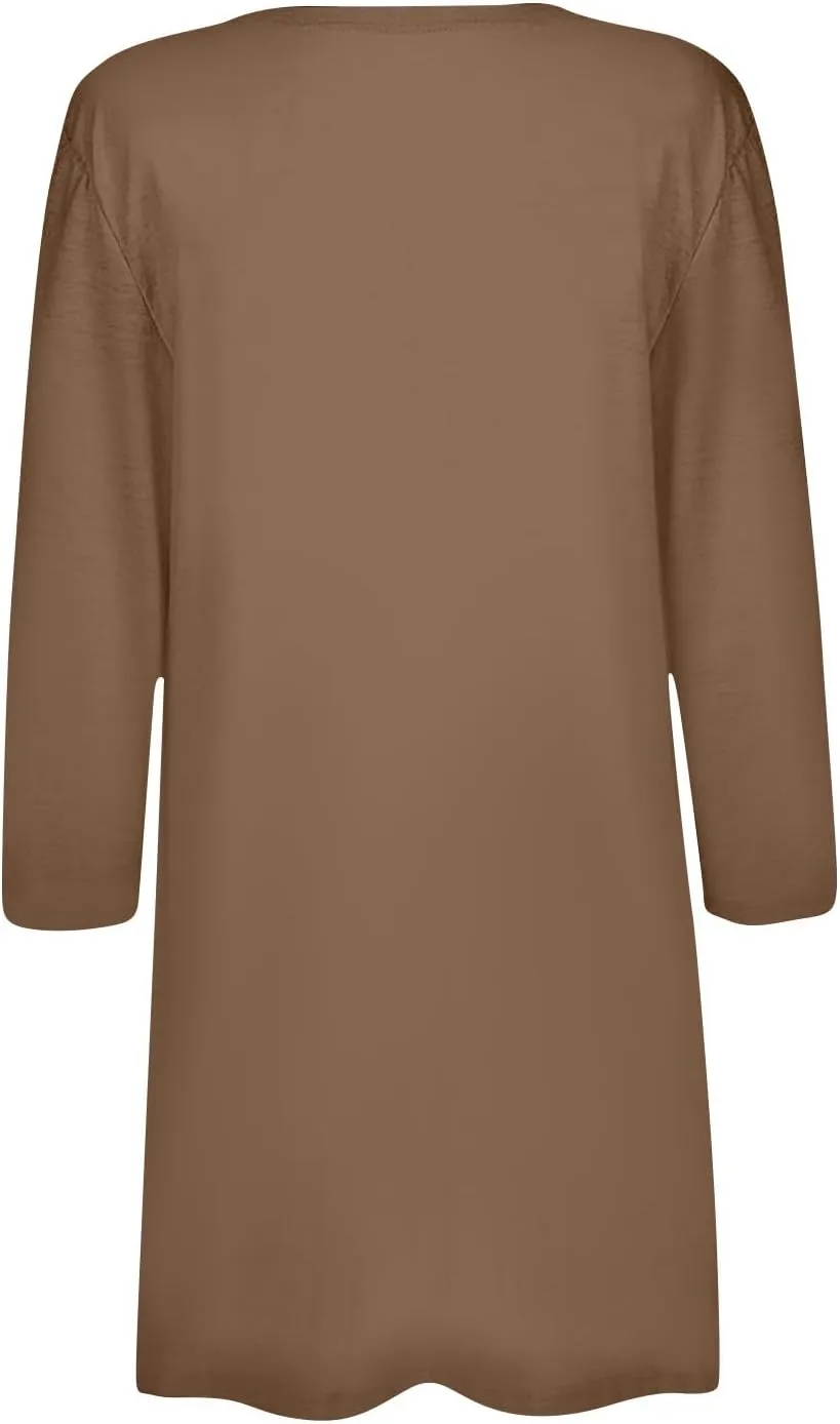 Women's Blazers & Suit Jackets, House Coats for Women with Pockets Solid 3/4 Sleeve Basic Summer Draped Cardigans