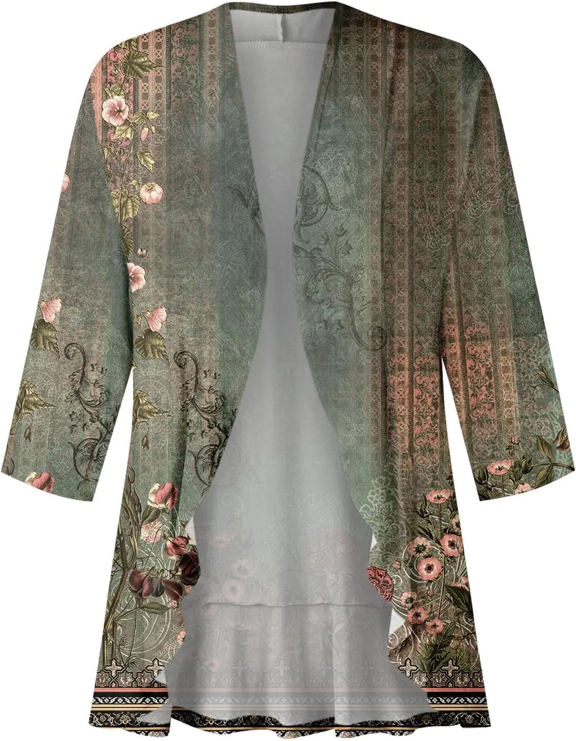 Womens Cardigan 2024 Lightweight Fall T Shirts Loose Fit Shawl Collar Blouse Coat 3/4 Sleeve Tie Dye Funny Tops