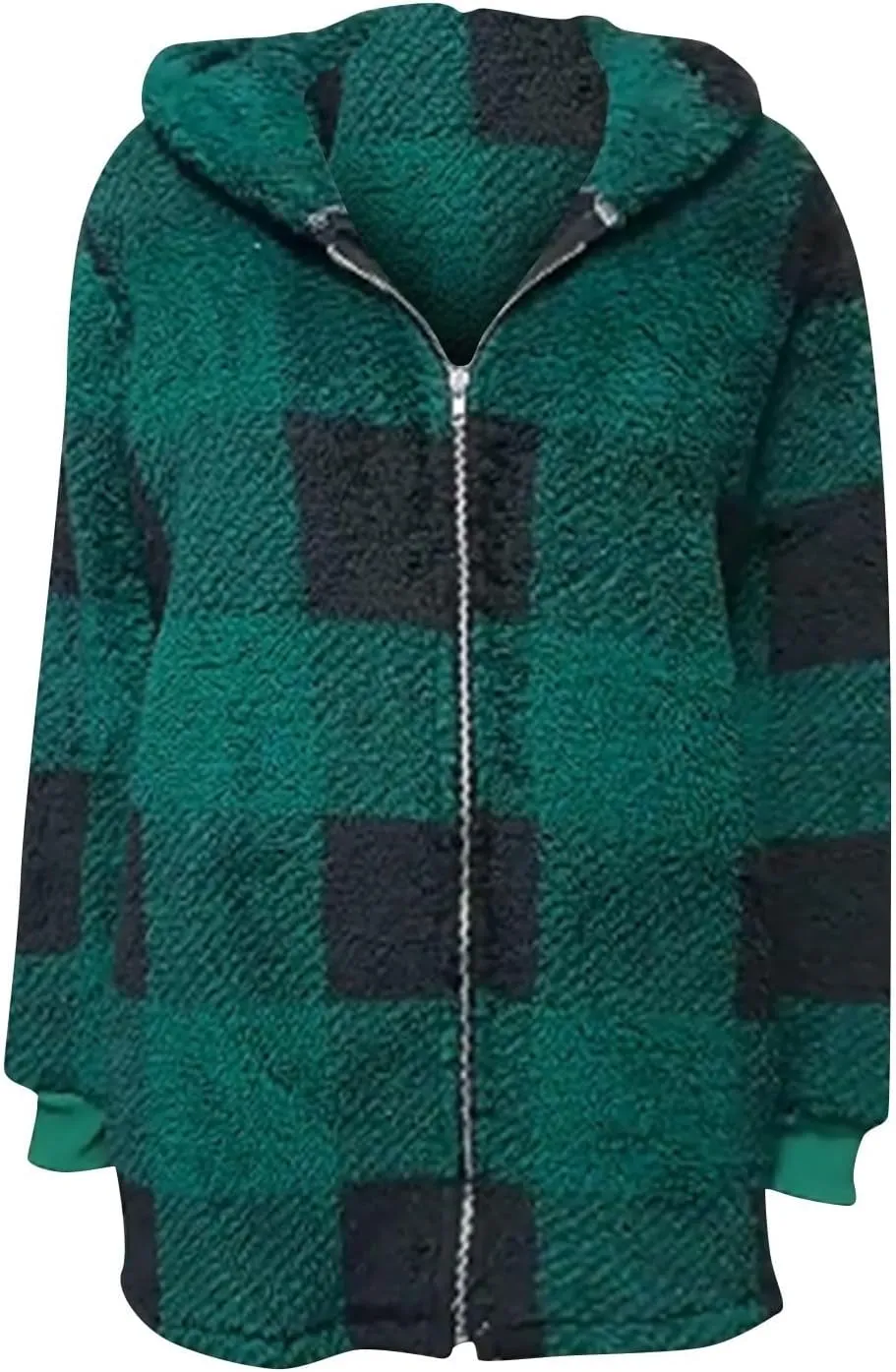 Womens Coat Winter Trendy Fuzzy Fleece Hoodies Zip Up Sherpa Fall Jackets Warm Plaid Cardigans With Pockets Outfits