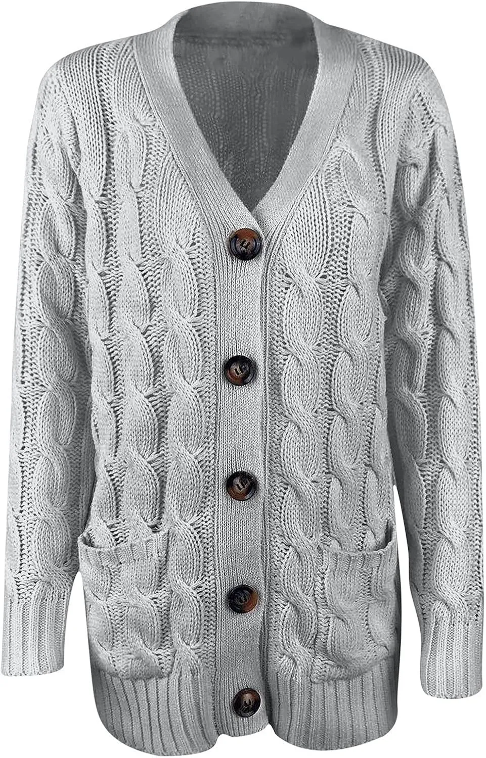 Womens Fall Sweater Open Front Cardigan Sweaters Button Long Sleeve Coats Outerwear Fashion Cable Knit Chunky Outwear