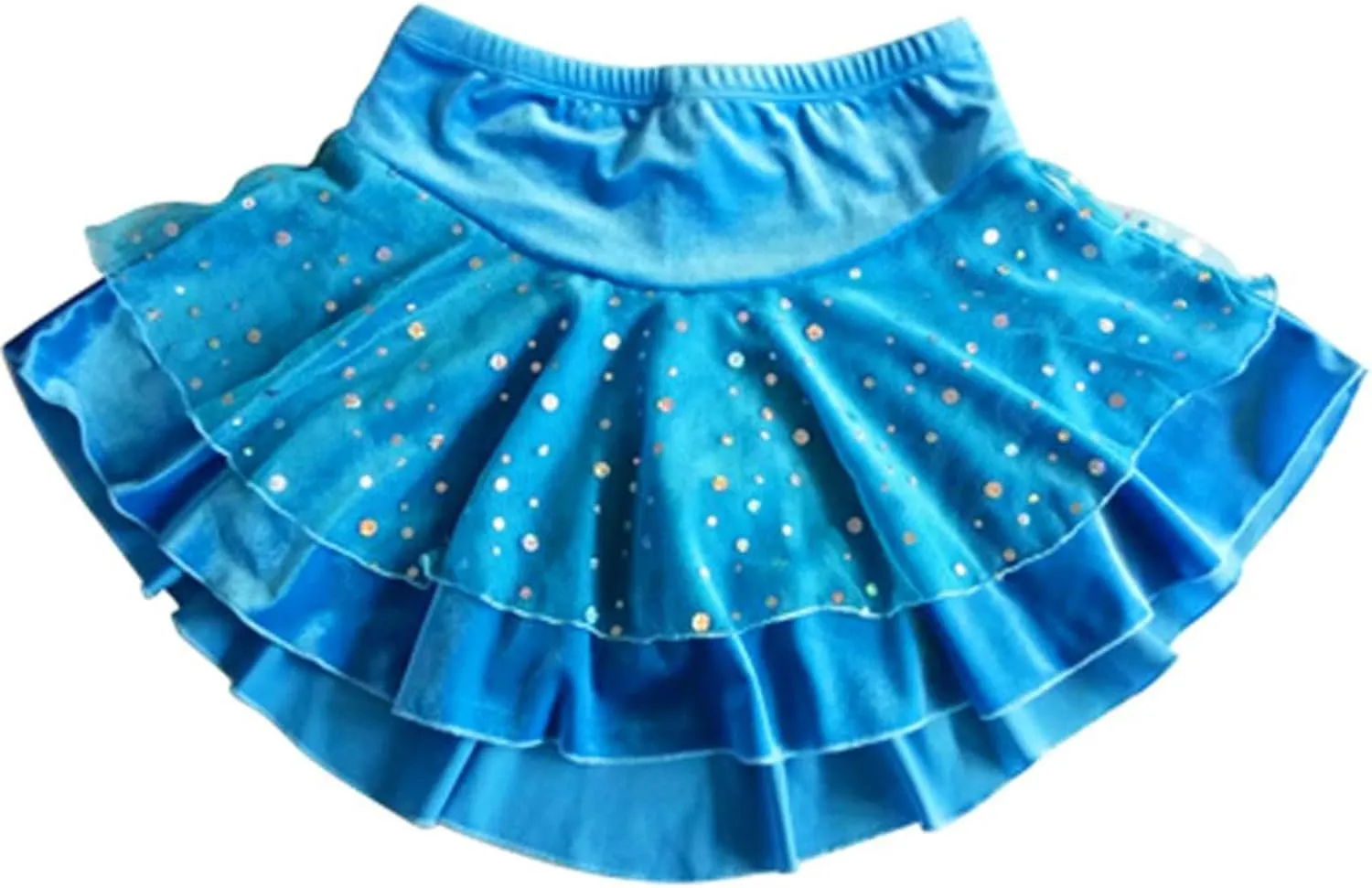 Womens Flare Figure Ice Skating Skirt with Shorts High Waist Pleated Ruffled Mini Skater Skirt Dancewear