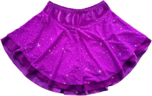 Womens Flare Figure Ice Skating Skirt with Shorts High Waist Pleated Ruffled Mini Skater Skirt Dancewear